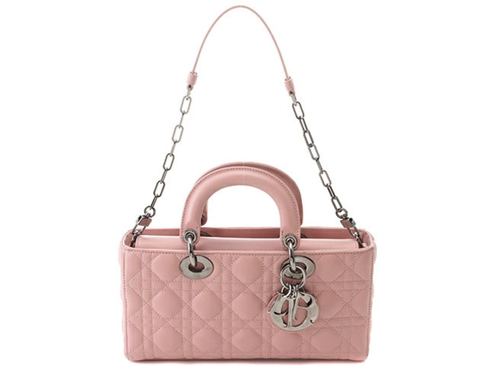 Christian Dior Lady D JOY Bag Pink Silver Lambskin